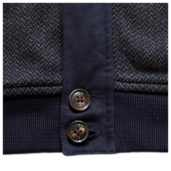 TED BAKER LONDON FULL ZIP MEN’S COTTON BOMBER STYLE KNITWEAR JACKET NAVY GRAY - Picture 6 of 12